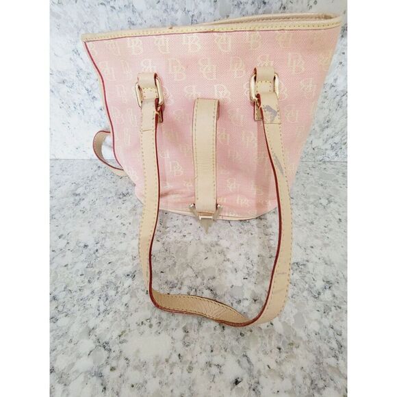 Dooney and Bourke VTG Canvas Leather Bucket Shoulder‎ Bag Pink 1970's  DAMAGE - Picture 4 of 16